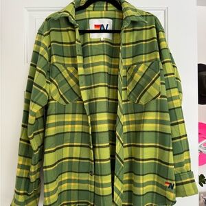 Aviator Nation Green and Yellow Checkered Shirt